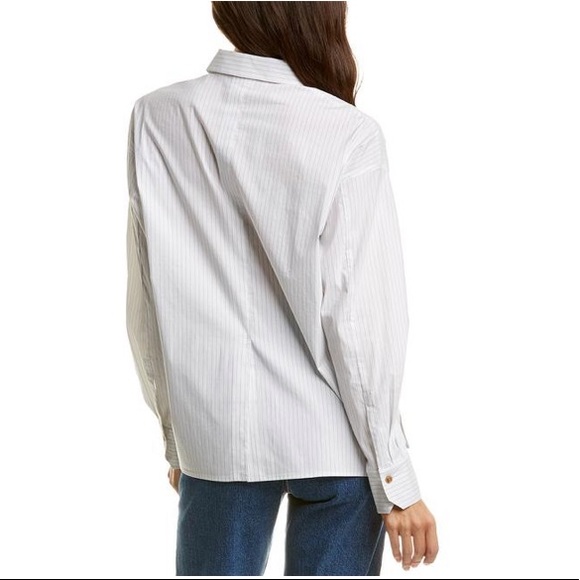 Vince thin stripe woven button down white blouse, XS - Picture 2 of 6